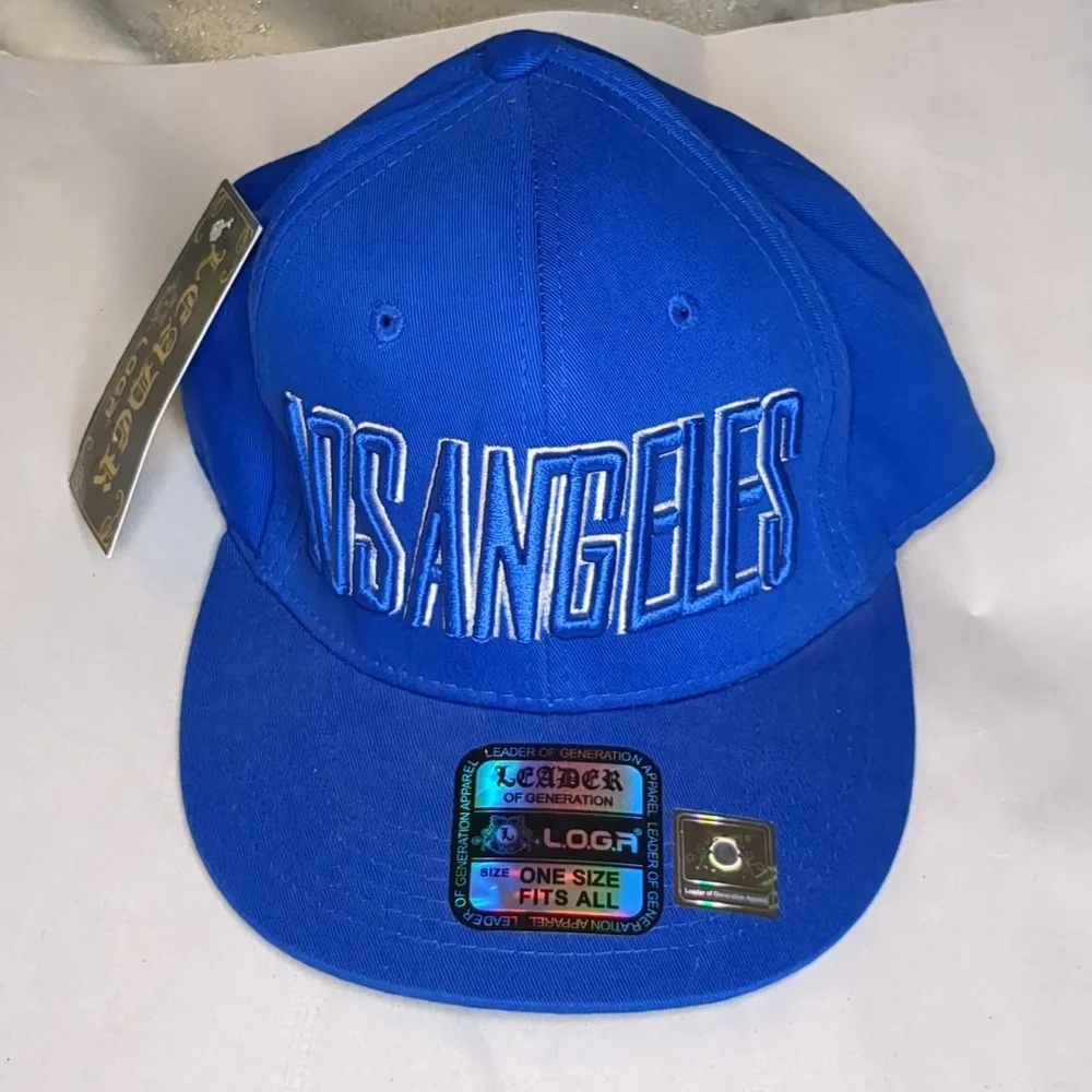 Leader of Generation Apparel L.O.G.A Blue Los Angeles Spell Out Hat Cap Snap NWT - Picture 1 of 2